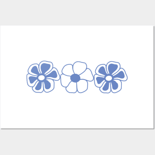 Cute Blue Flower Design Posters and Art